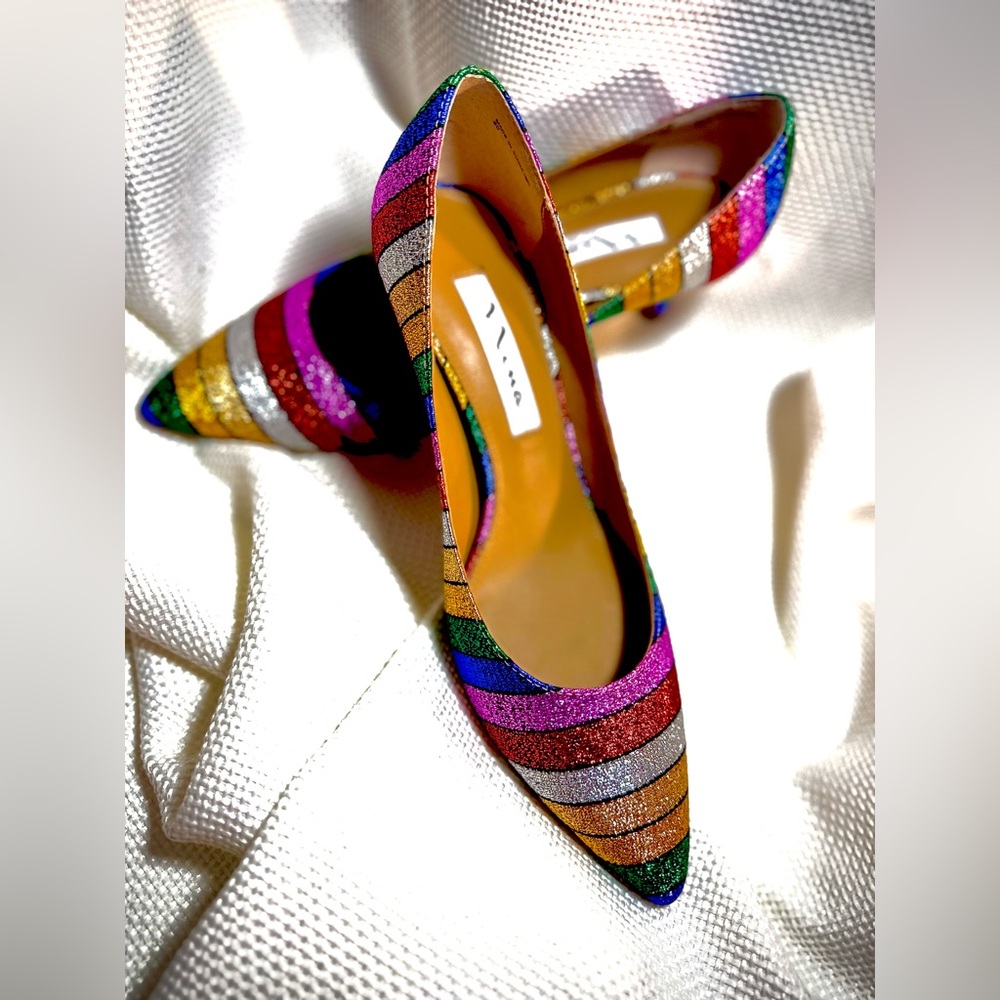 Nina Multicolor Striped Heels